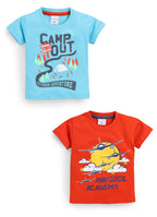 Mars Infiniti Boys Printed Pure Cotton Regular T Shirt - Pack of 2