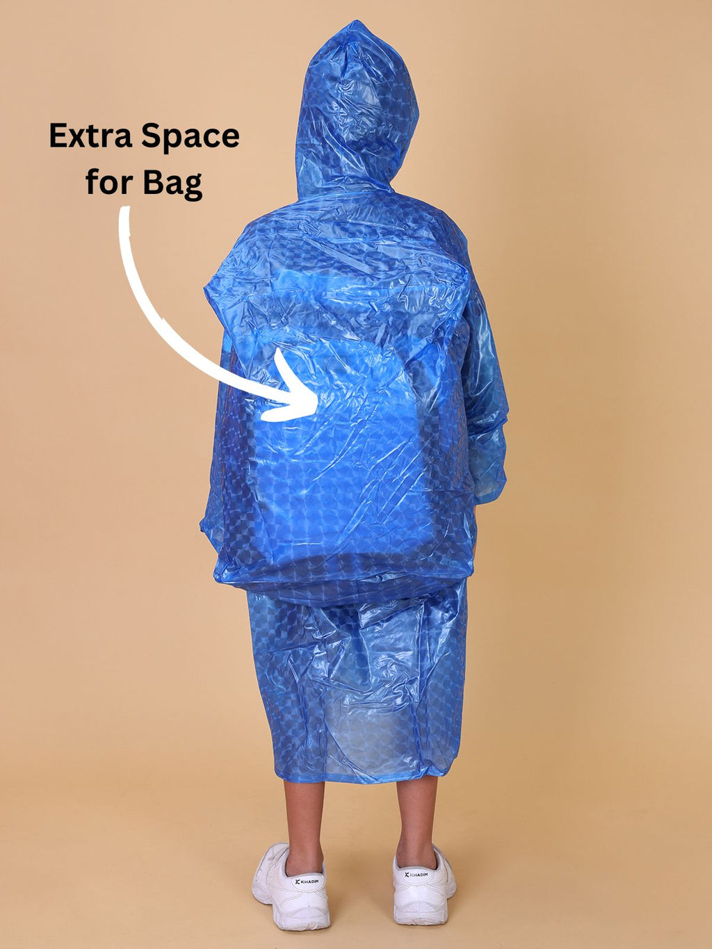 Mars Infiniti PVC Plastic Checkered Girls Raincoat (Blue)