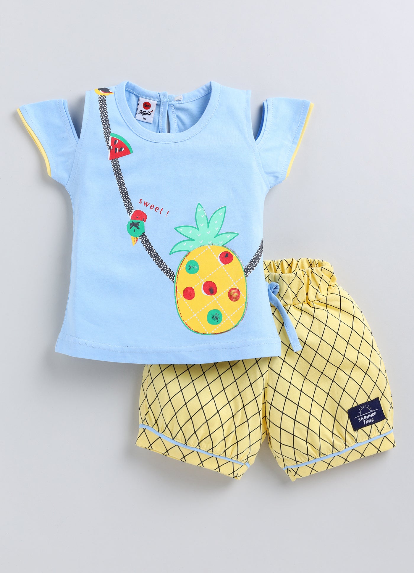 Mars Infiniti Baby Girls Casual Top Capri (Blue, Pink, Mustard)