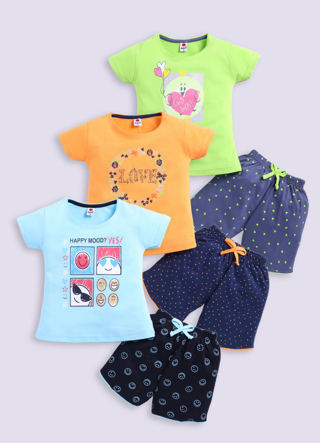 Mars Infiniti Baby Girls Casual Top Capri (light green, sky blue, orange)