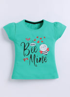 Mars Infiniti Girls Graphic Print Pure Cotton Regular T Shirt (Light Green, Pack of 1)