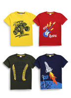 Mars Infiniti Boys Graphic Print Pure Cotton Regular T Shirt - Pack of 4