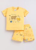 Mars Infiniti Baby Boys Pure Cotton Half Sleeve shoulder buttoned T-shirt & Shorts Set