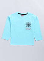 Mars Infiniti Boys Printed Pure Cotton Regular T Shirt (Light Blue, Pack of 1)