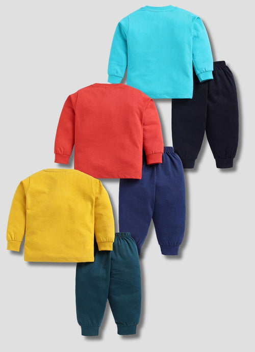 Mars Infiniti Boys Casual T-shirt Track Pants (Rust, Aqua Blue, Mustard Yellow)