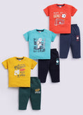 Mars Infiniti Boys Casual T-shirt Pant (Aqua Blue, Mustard Yellow, Rust Red)