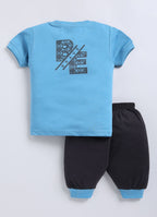 Mars Infiniti Boys & Girls Casual T-shirt Three Fourth Pant (Blue, Deep Blue)