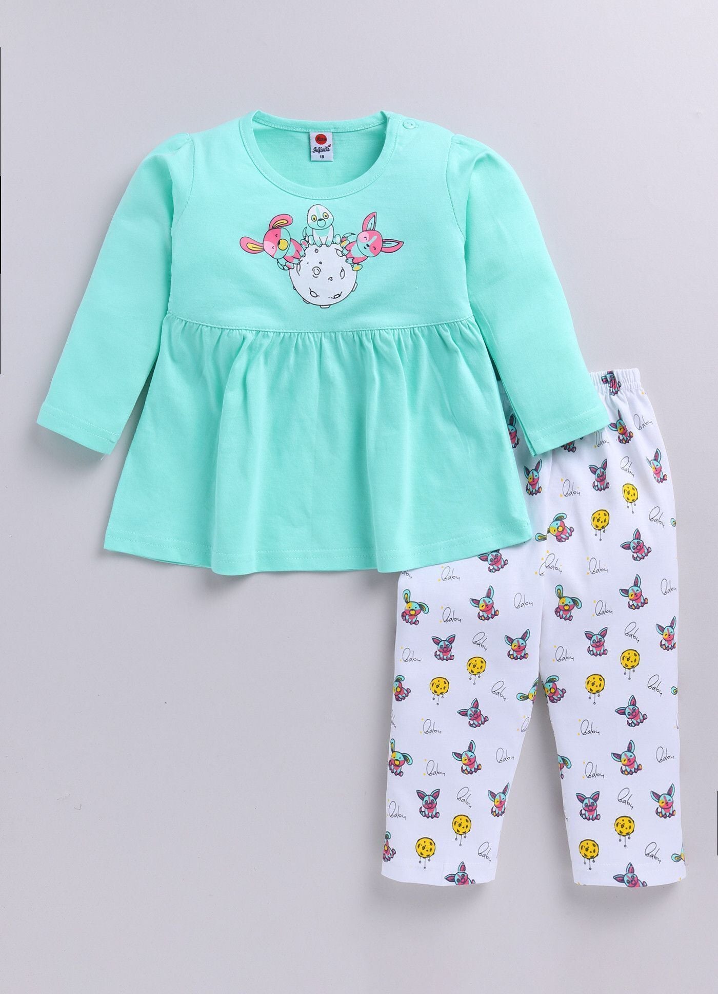 Mars Infiniti Baby Girls Casual Dress Pant (Mint Green, White)