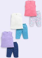 Mars Infiniti Baby Girls Casual Top Capri (Deep pink, Purple, Light Yellow)
