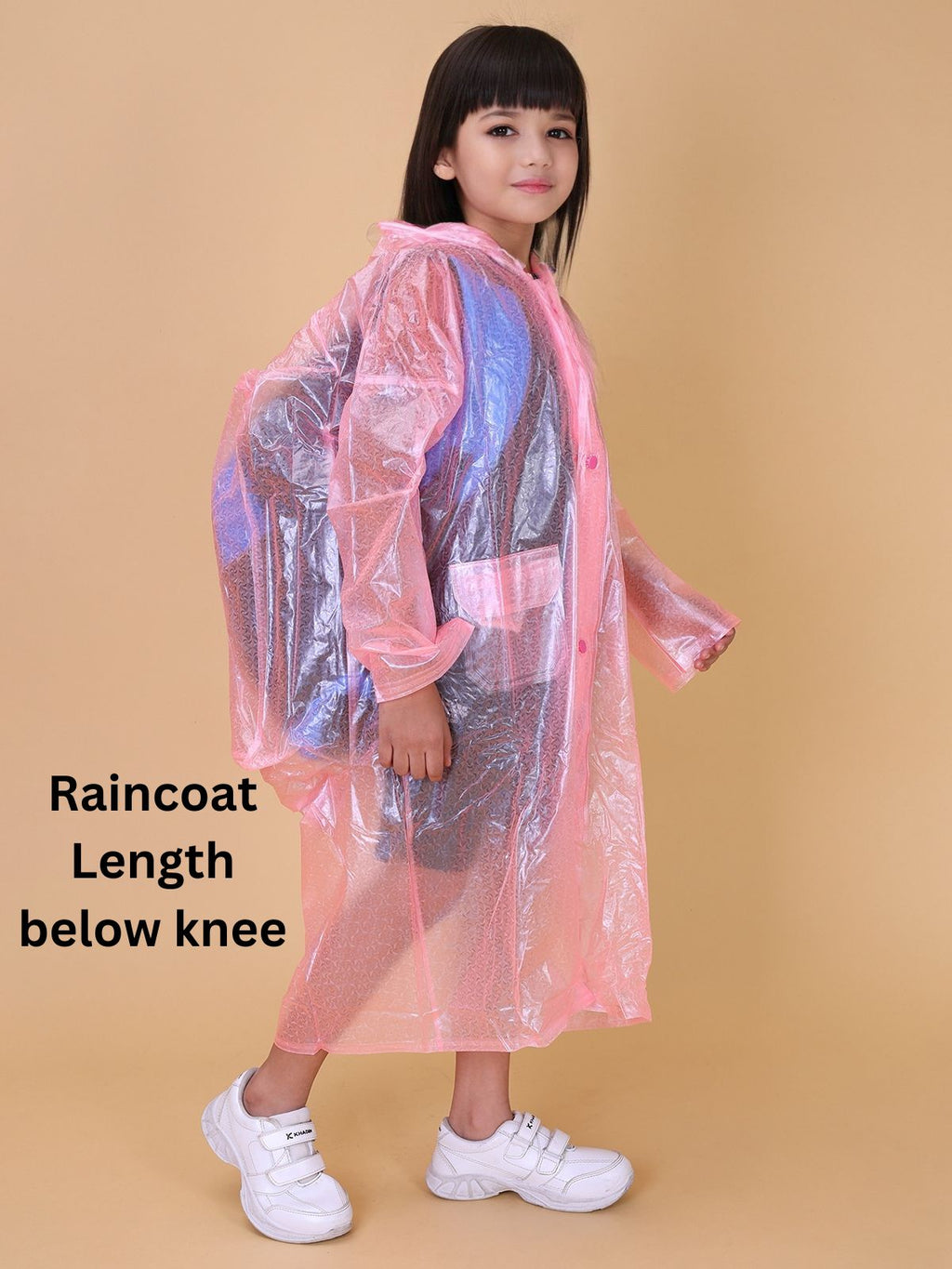 Mars Infiniti PVC Plastic Solid Color Girls Raincoat (Pink)