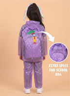 Mars Infiniti PVC Plastic Raincoat and Pant set for girls (Violet)