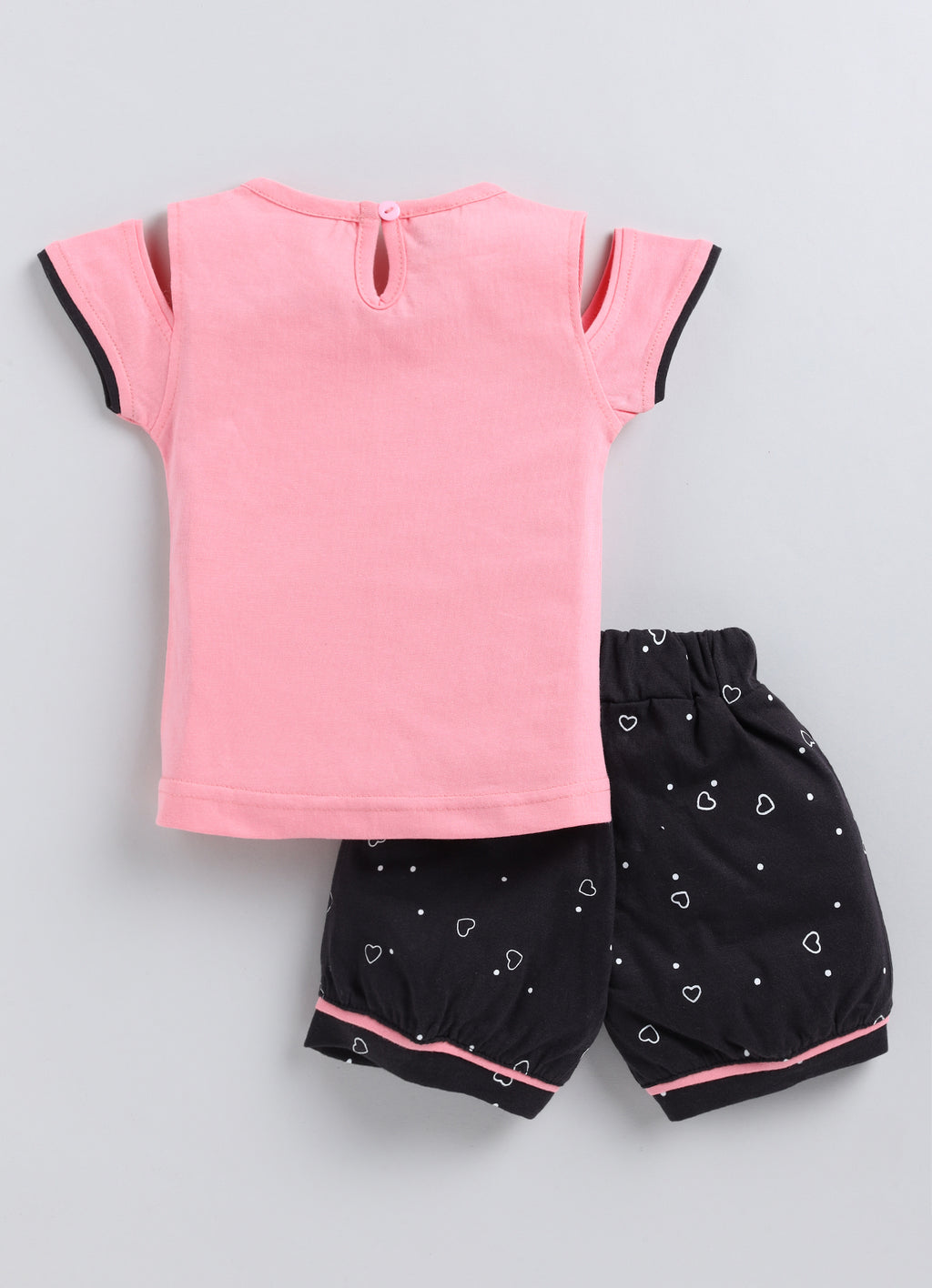 Mars Infiniti Baby Girls Casual Top Shorts (Baby Pink, Black)