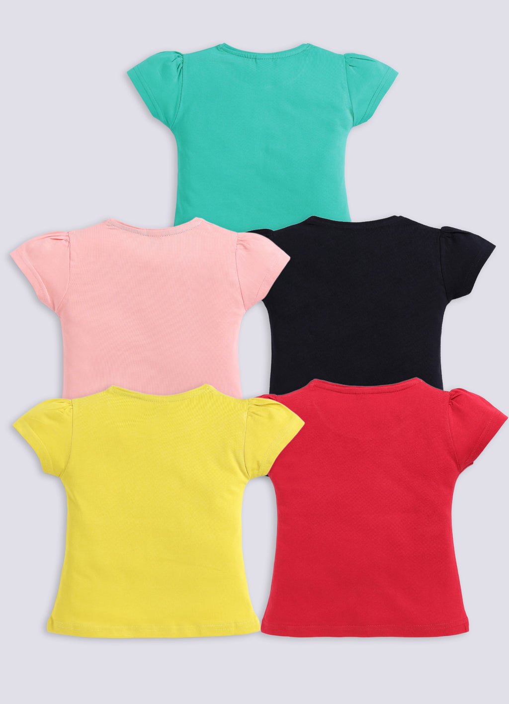 Mars Infiniti Girls Printed Pure Cotton Regular T Shirt (Multicolor, Pack of 5)