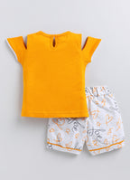 Mars Infiniti Baby Girls Casual Top Shorts (Mustard, Melange)
