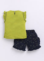 Mars Infiniti Baby Girls Casual Top Shorts (Olive green, Navy)