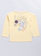 Mars Infiniti Boys Printed Pure Cotton Regular T Shirt (Yellow, Pack of 1)