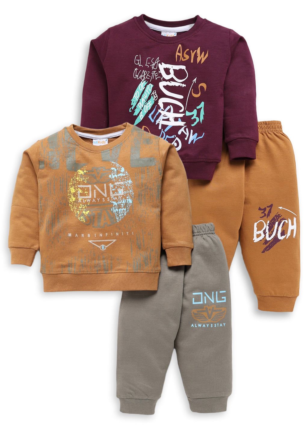 Mars Infiniti Boys & Girls Casual Sweatshirt Track Pants (Brown, Purple)