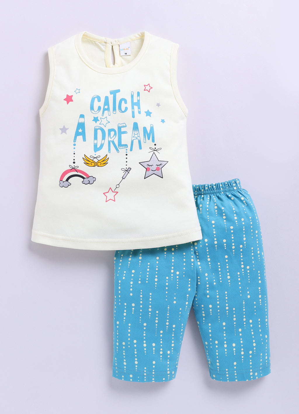 Mars Infiniti Baby Girls Casual Top Capri (light yellow, sky blue)