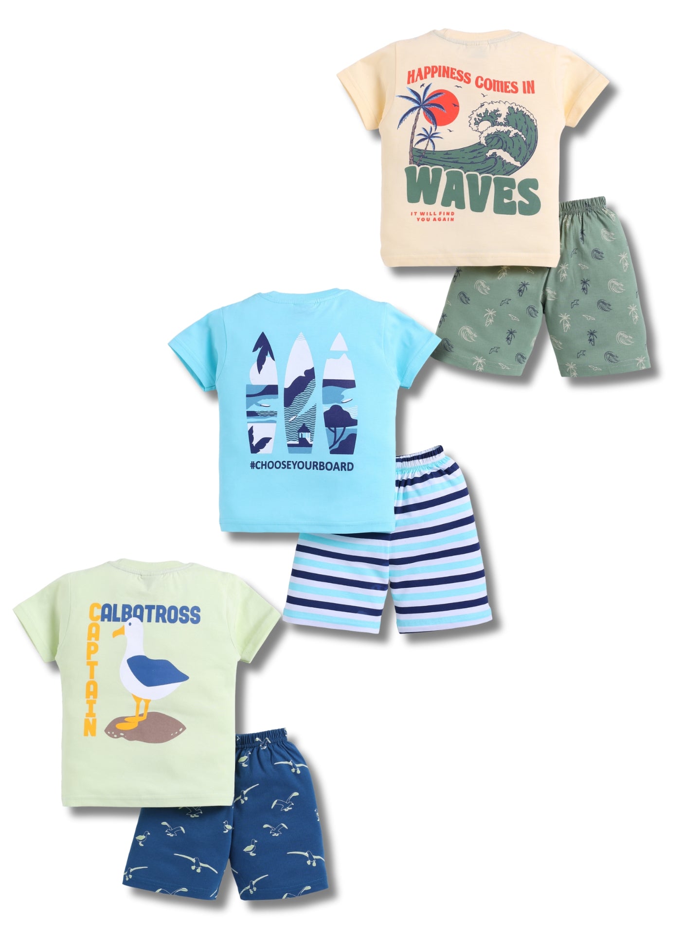 Mars Infiniti Pure Cotton Back Printed Half Sleeves T-Shirt and Half Pant Set for Boys Kids| Kids boys tshirt and half pant set| Coordinated Set for Unisex kids
