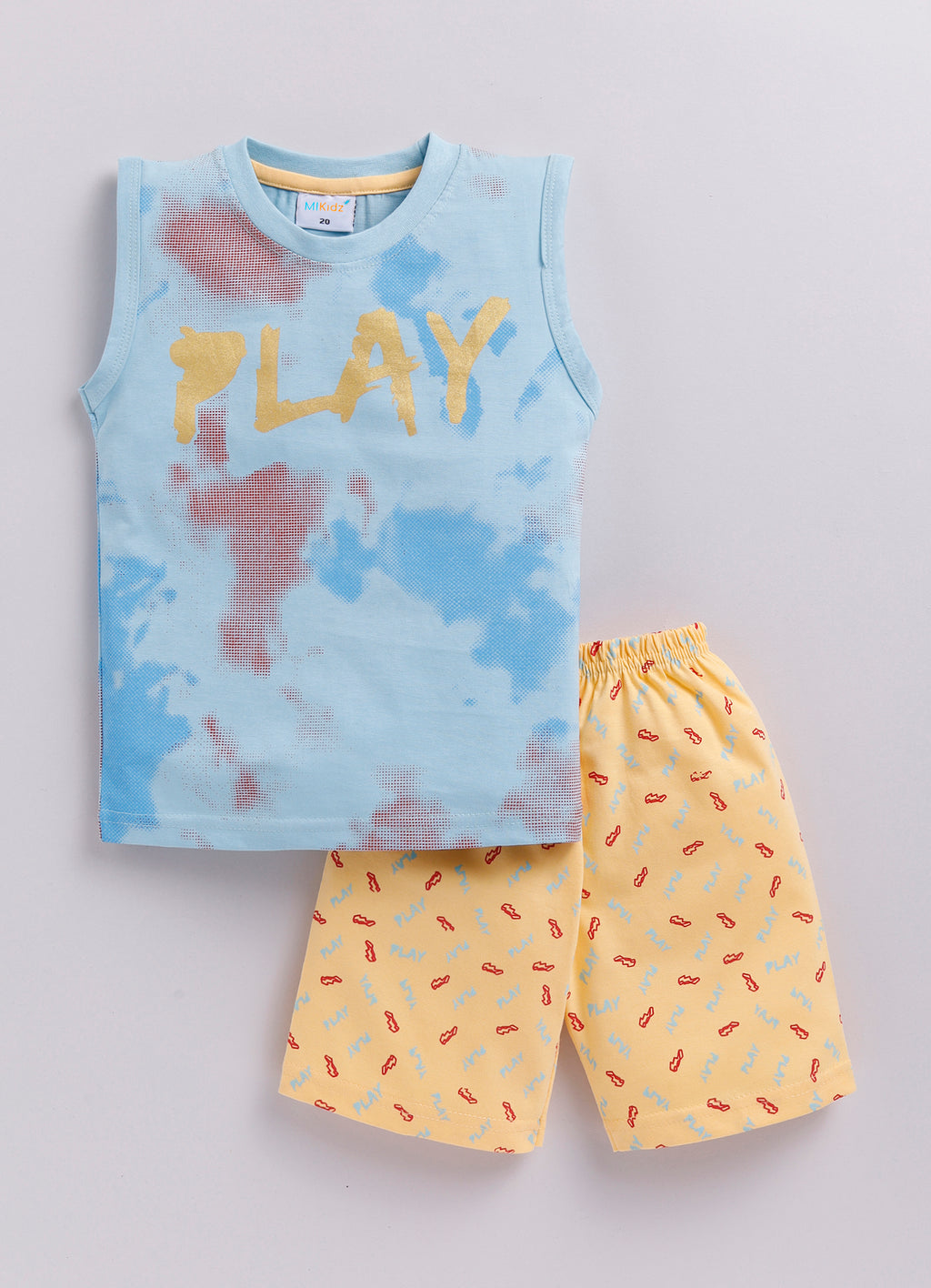 Mars Infiniti Boys & Girls Casual T-shirt Shorts (Sky Blue, Yellow)
