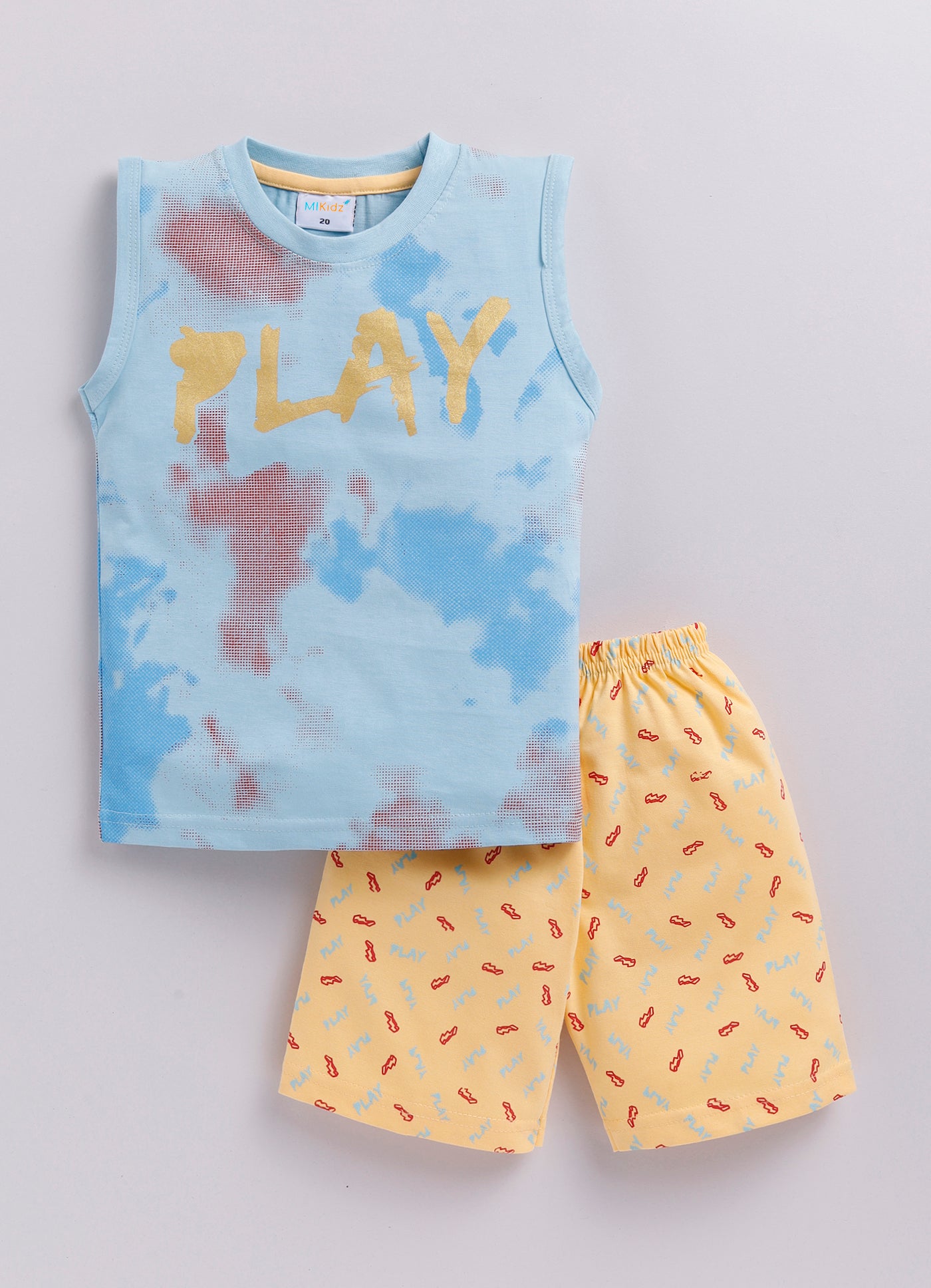 Mars Infiniti Boys & Girls Casual T-shirt Shorts (Sky Blue, Yellow)