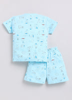 Mars Infiniti Baby Boys Pure Cotton Half Sleeve shoulder buttoned T-shirt & Shorts Set