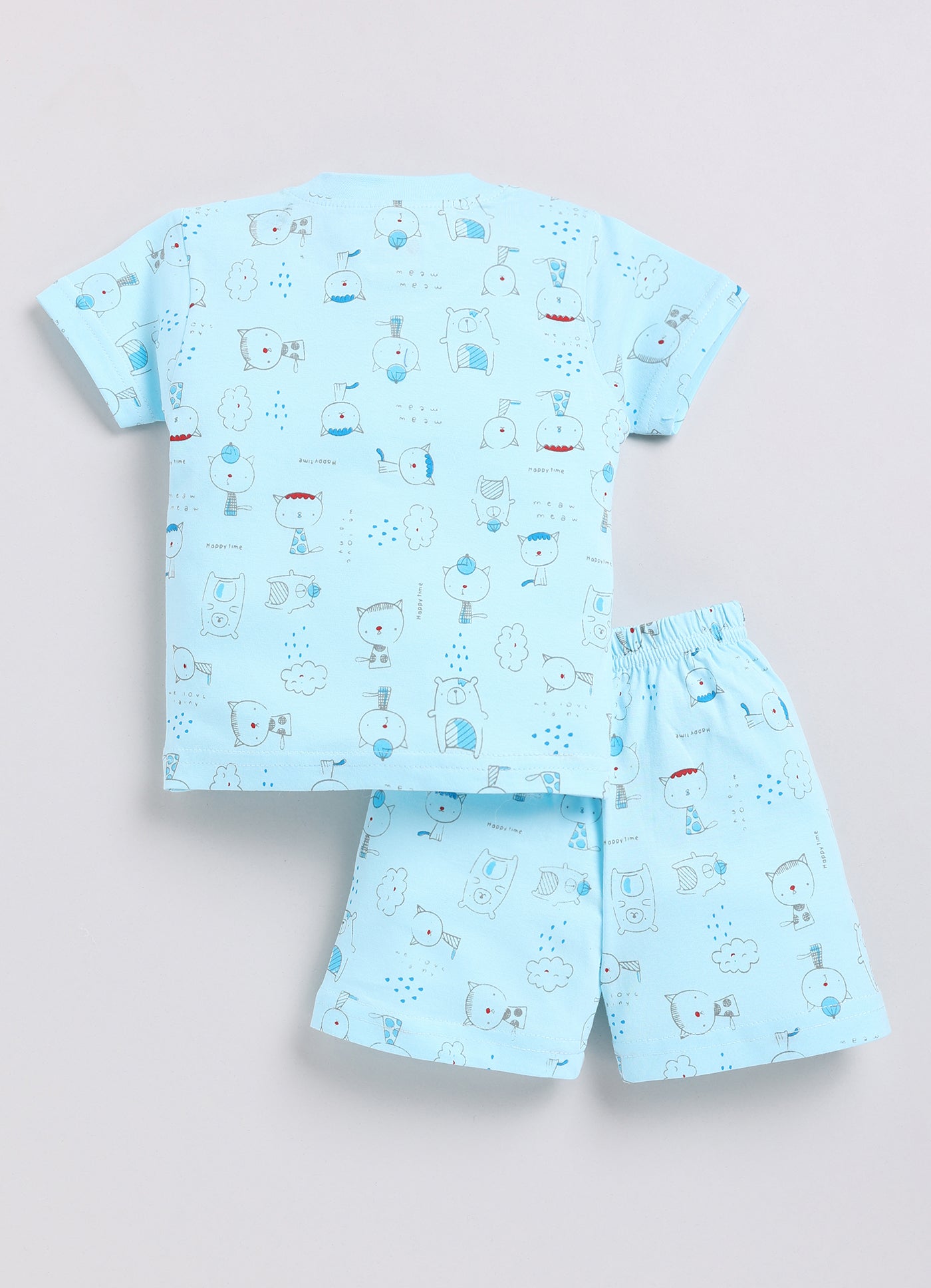 Mars Infiniti Baby Boys Pure Cotton Half Sleeve shoulder buttoned T-shirt & Shorts Set