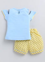 Mars Infiniti Baby Girls Casual Top Shorts (Sky Blue, Yellow)