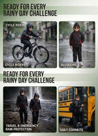 Mars Infiniti Solid Polyester Raincoat and Pant Set for Girls (Black)