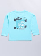 Mars Infiniti Boys Printed Pure Cotton Regular T Shirt (Light Blue, Pack of 1)