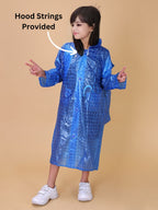 Mars Infiniti PVC Plastic Checkered Girls Raincoat (Blue)