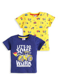 Mars Infiniti Boys Printed Pure Cotton Regular T Shirt - Pack of 2
