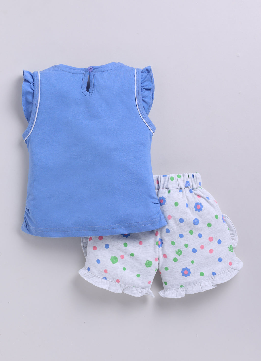 Mars Infiniti Baby Girls Casual Top Shorts (Blue, White)