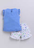 Mars Infiniti Baby Girls Casual Top Shorts (Blue, White)