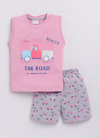Mars Infiniti Boys & Girls Casual T-shirt Shorts (Pink, Melange)