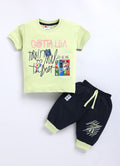 Mars Infiniti Boys & Girls Casual T-shirt Three Fourth Pant (Dark Blue, Light Yellow)