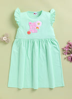 Mars Infiniti Girls Below Knee Casual Dress (Light Green, Sleeveless)