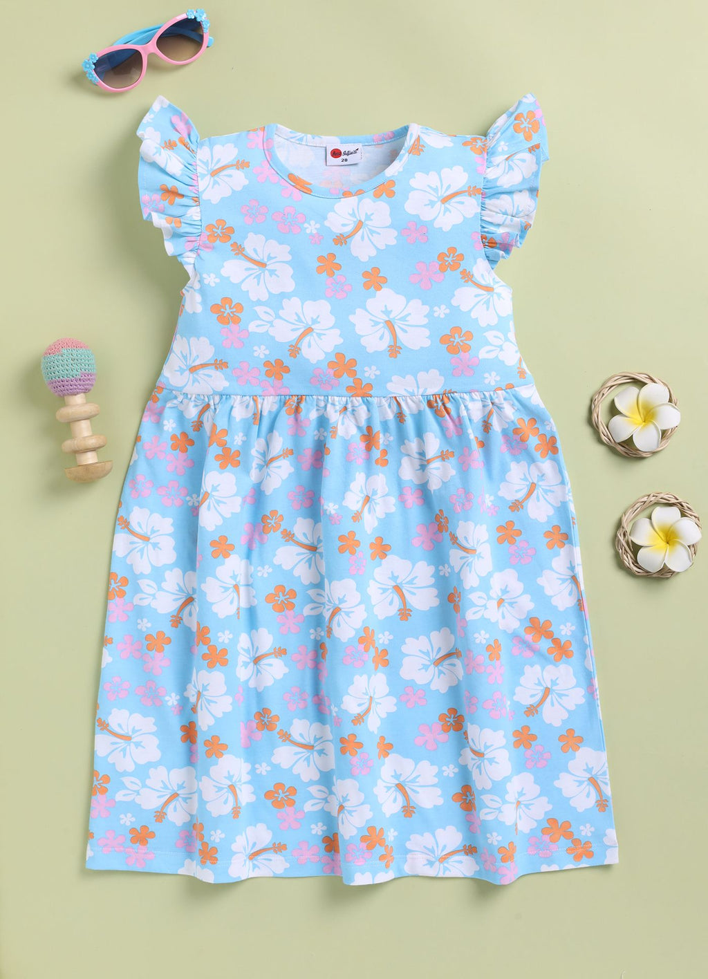Mars Infiniti Girls Below Knee Casual Dress (Blue, Sleeveless)