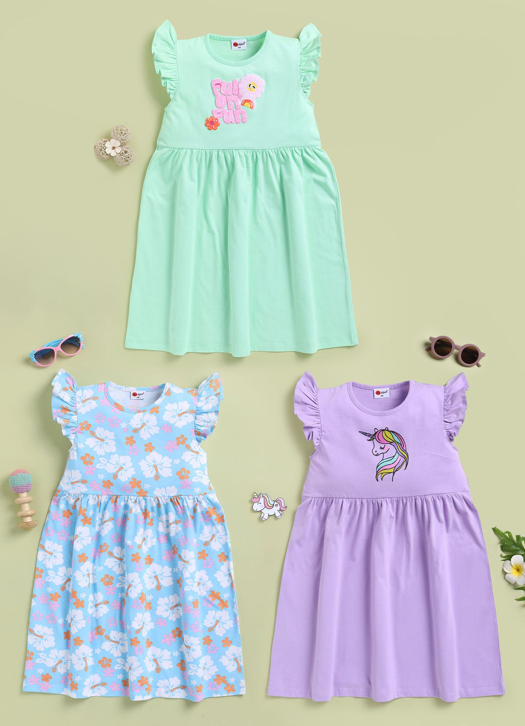 Mars Infiniti Girls Below Knee Casual Dress (Multicolor, Sleeveless)
