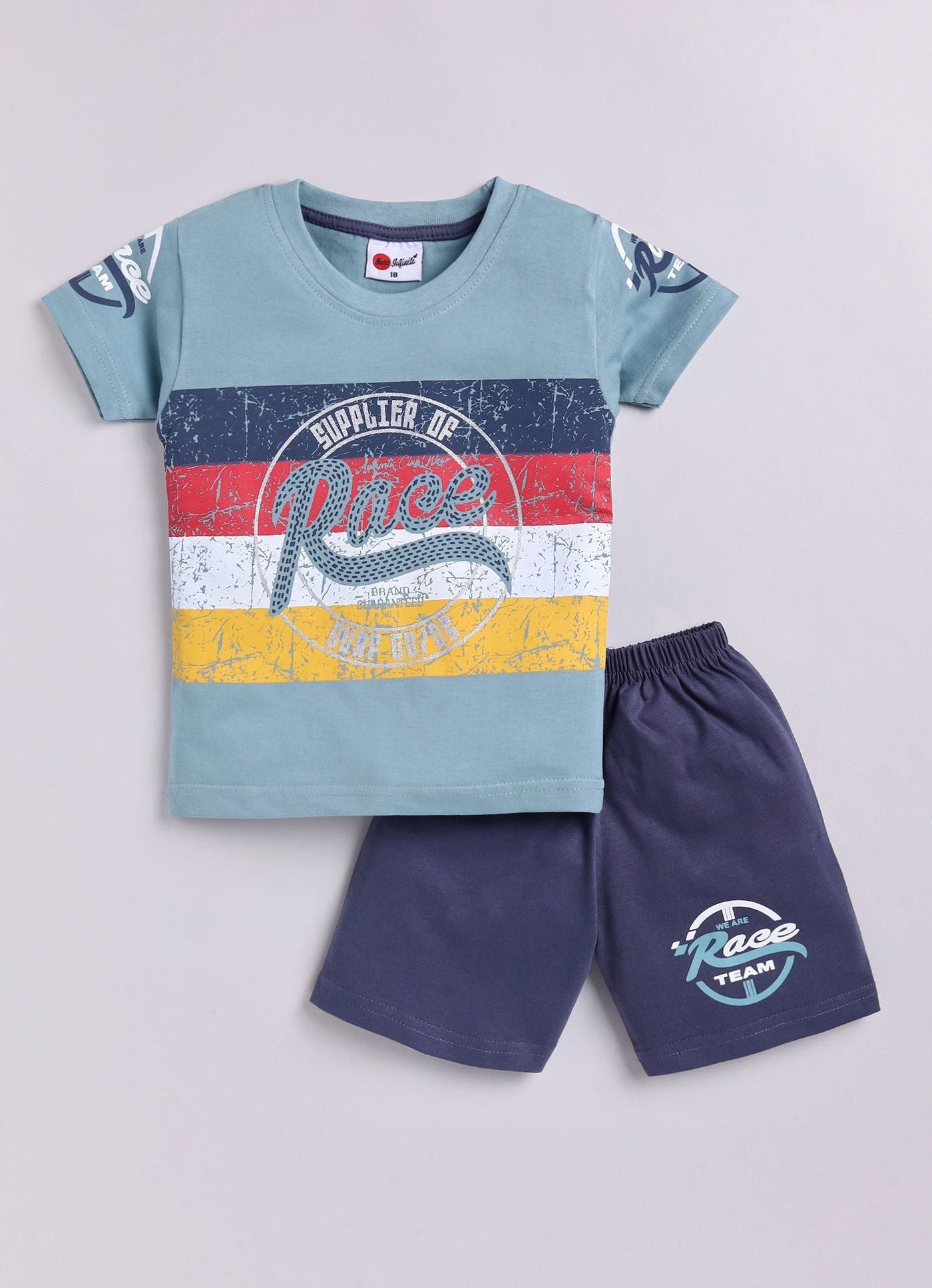 Mars Infiniti Boys Casual T-shirt Shorts (Mustard_Wine_Sea Green)