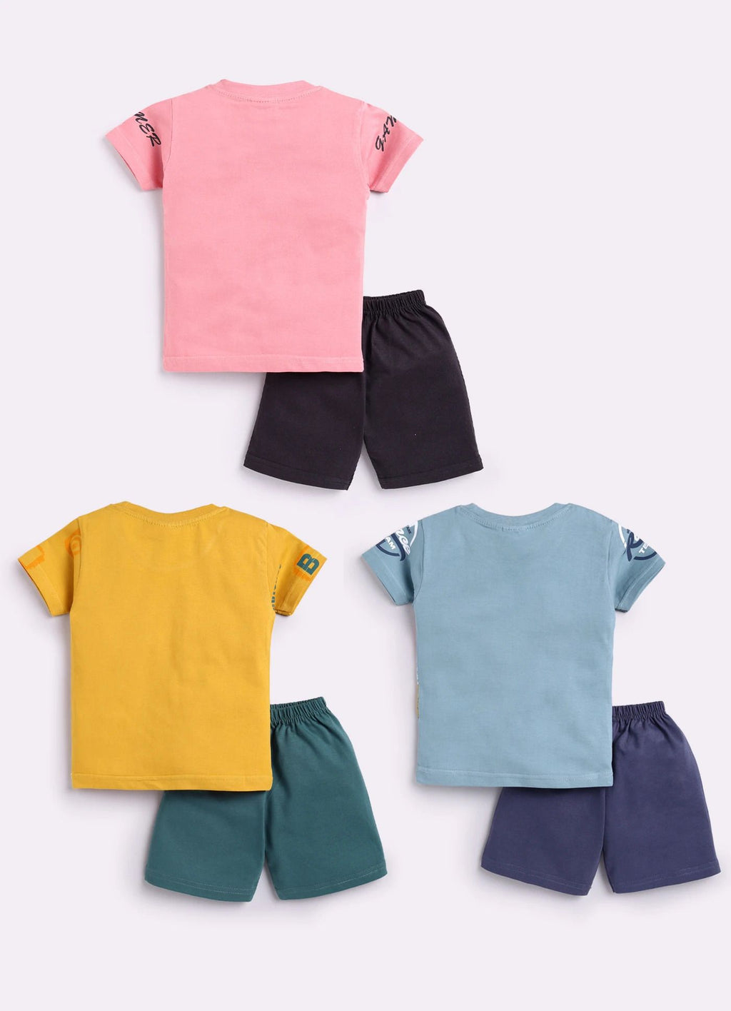 Mars Infiniti Boys Casual T-shirt Shorts (Mustard_Wine_Sea Green)
