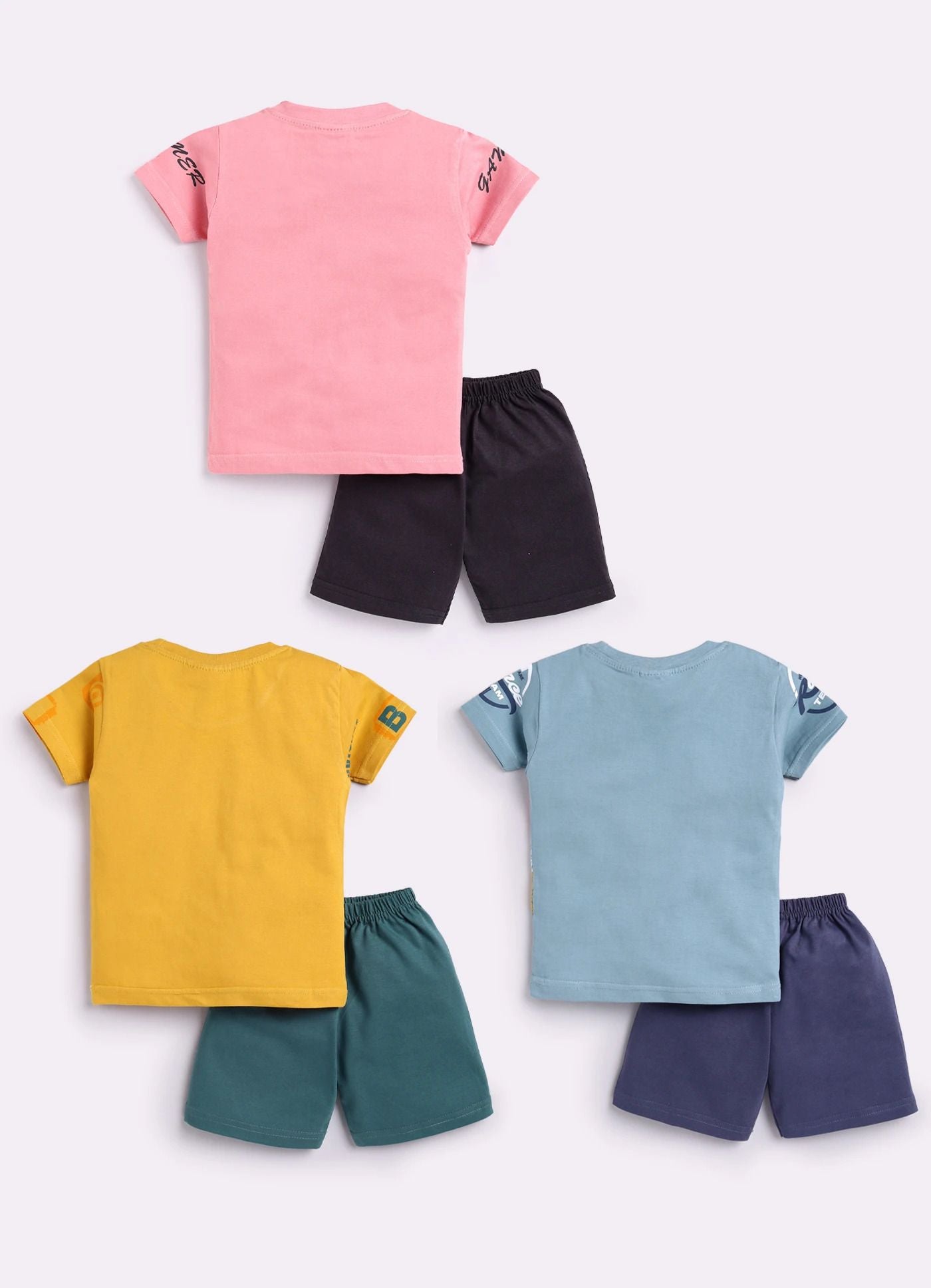 Mars Infiniti Boys Casual T-shirt Shorts (Mustard_Wine_Sea Green)