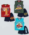 Mars Infiniti Boys Casual T-shirt Shorts (Maroon_Olive_Blue)