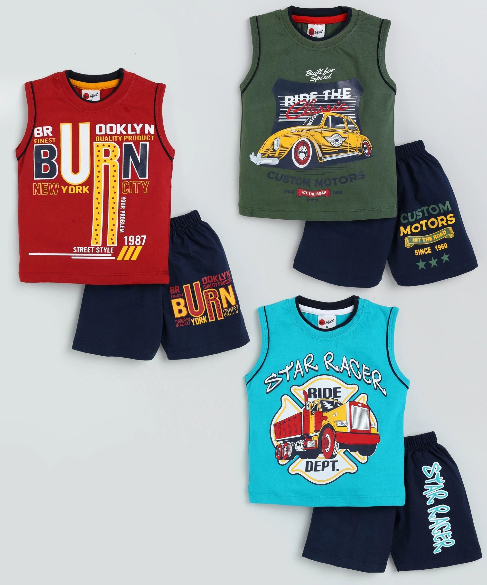 Mars Infiniti Boys Casual T-shirt Shorts (Maroon_Olive_Blue)