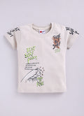 Mars Infiniti Boys Graphic Print Pure Cotton Regular T Shirt (Beige, Pack of 1)