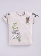 Mars Infiniti Boys Graphic Print Pure Cotton Regular T Shirt (Beige, Pack of 1)