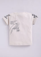 Mars Infiniti Boys Graphic Print Pure Cotton Regular T Shirt (Beige, Pack of 1)