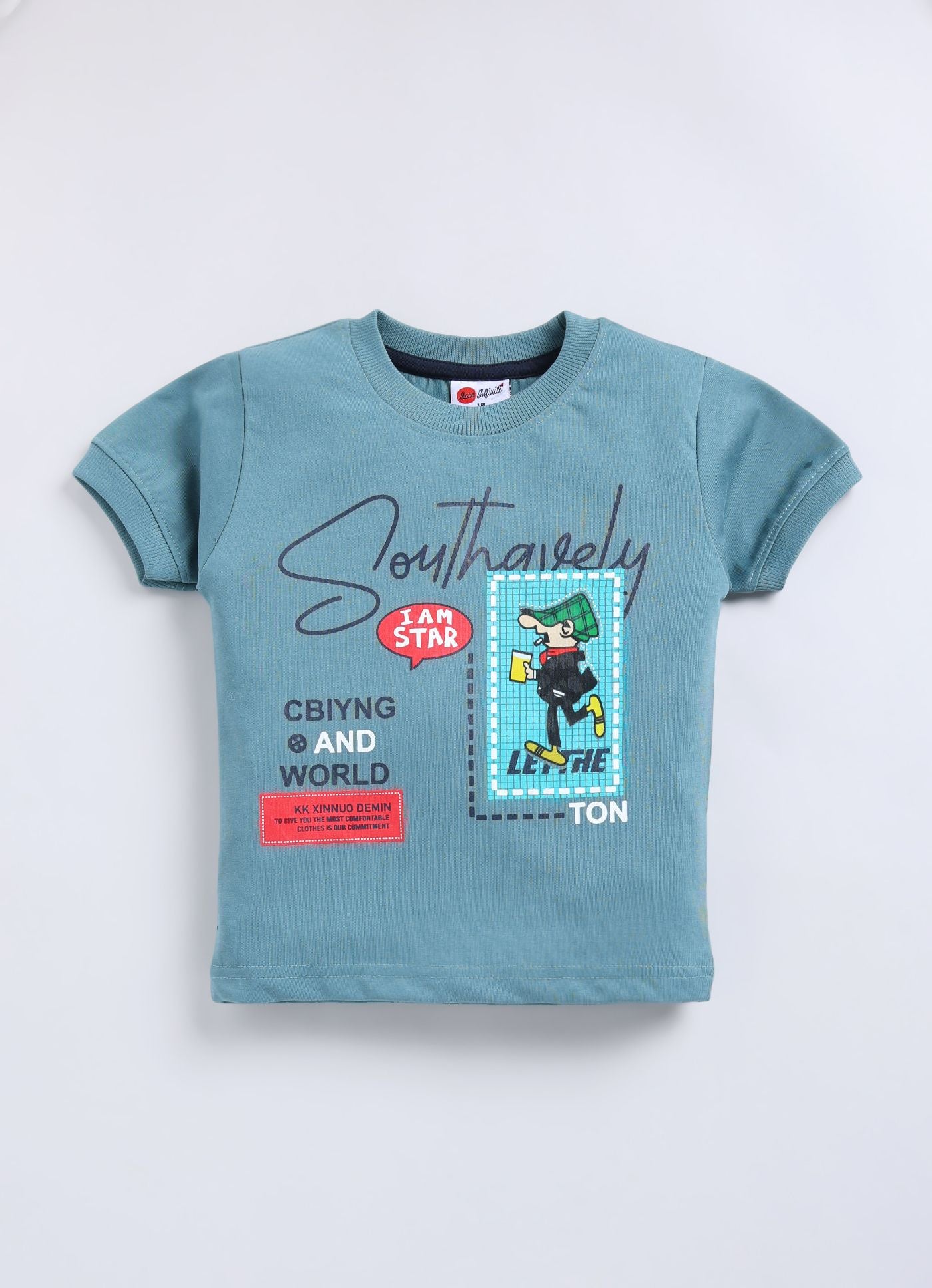 Mars Infiniti Boys & Girls Casual T-shirt Three Fourth Pant (Navy Blue, Teal)