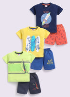 Mars Infiniti Boys Casual T-shirt Shorts (Navy blue, Light Green, Yellow)