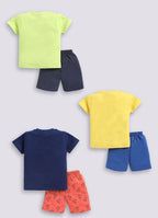 Mars Infiniti Boys Casual T-shirt Shorts (Navy blue, Light Green, Yellow)
